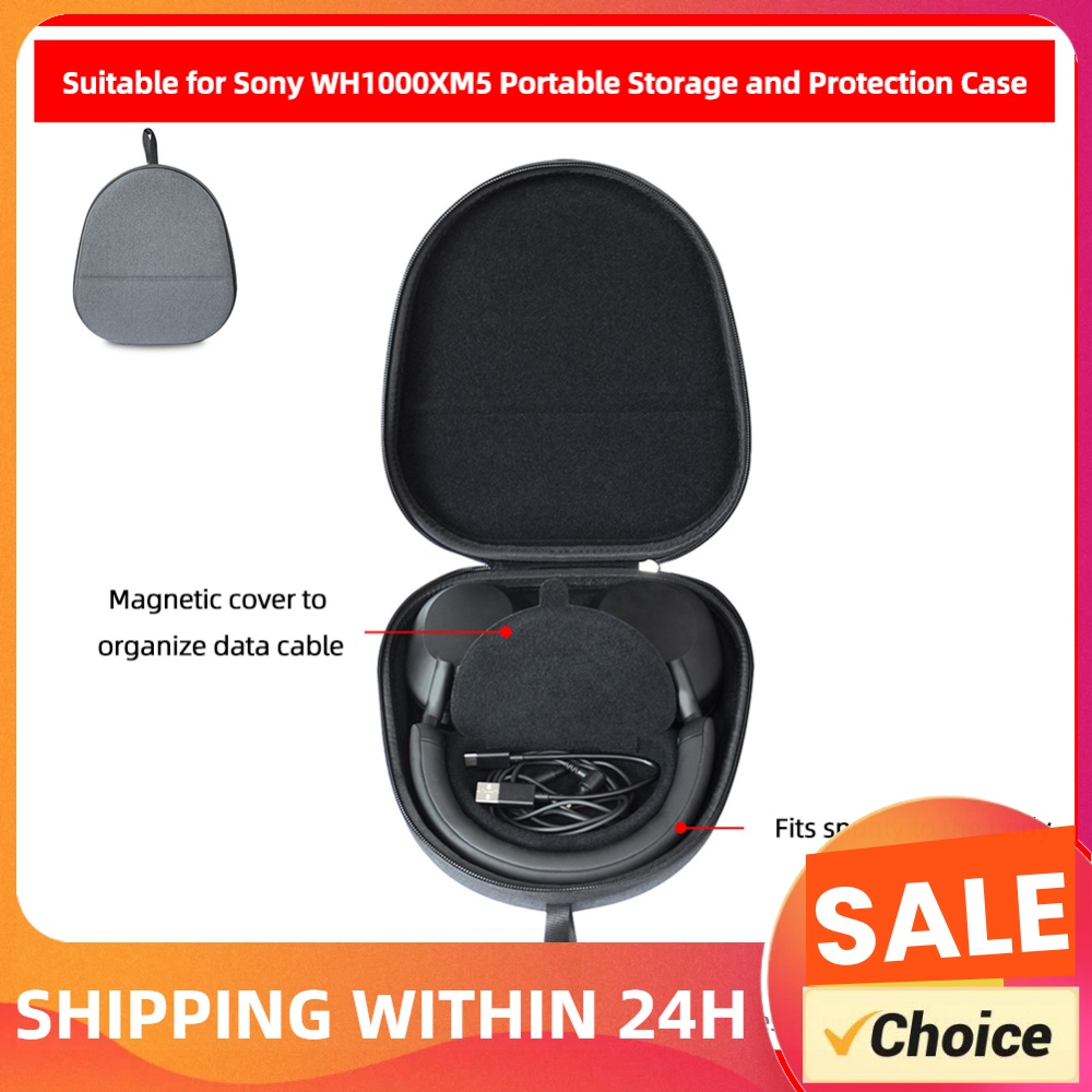 Headphone Case Hard - กระเป๋าเก็บหูฟังแบบพกพา กันกระแทก ทนทานต่อรอยขีดข่วน ป้องกันการตกหล่น สำหรับหูฟัง WH-1000XM5